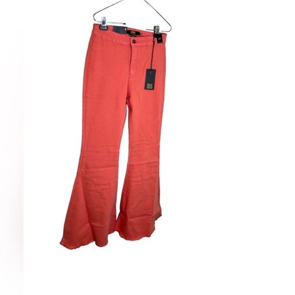 Lucky & Blessed Women's High Rise Coral Flare Jeans - Picture 4 of 9